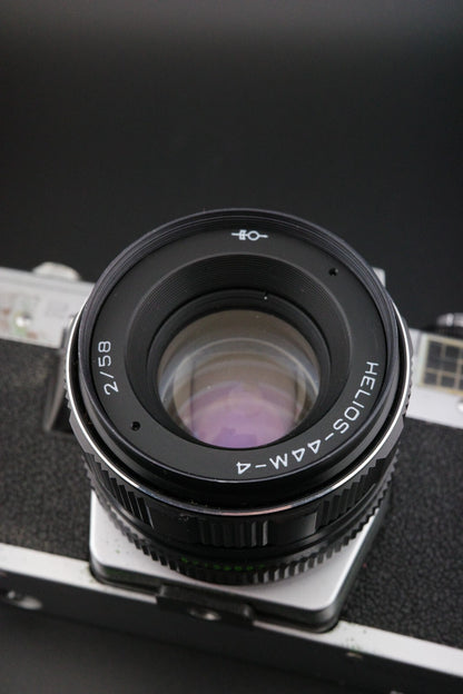 Praktica LB2 Vintage 35mm SLR + Helios 44M-4 58mm f2 M42 Film Tested & Working