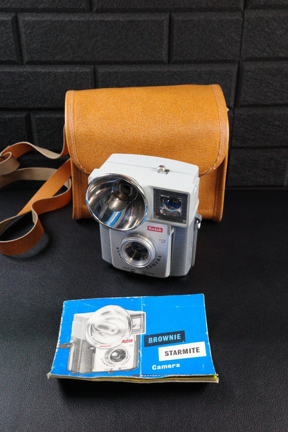 Kodak Brownie Starmite 1960's 127 Film Camera + Case & Instructions - Working