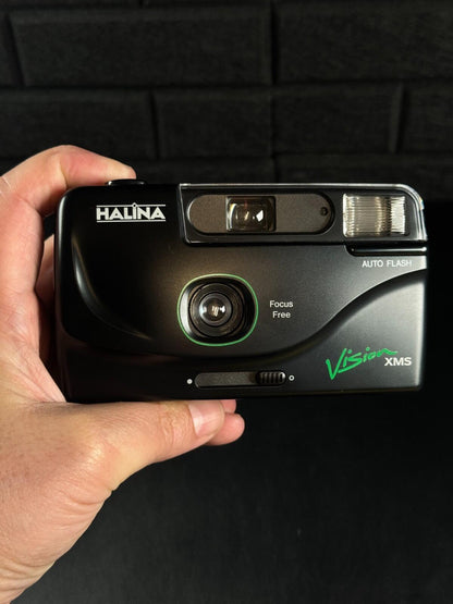 Halina Vision XMS 35mm Film Camera Motor Drive Auto Flash + Case - Working