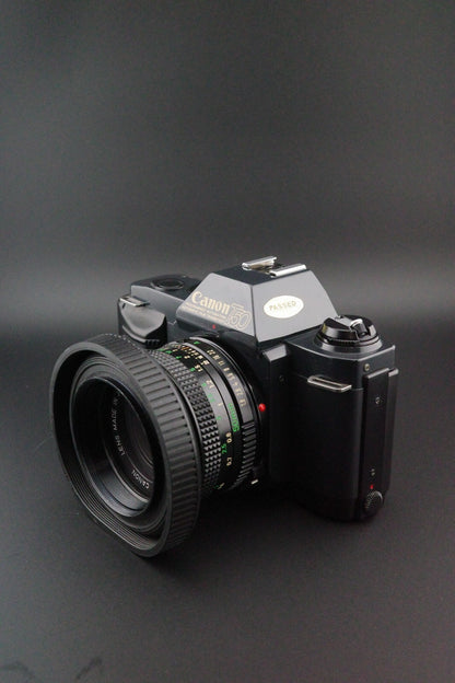 Canon T70 35mm SLR + FD 50mm f1.8 Lens + Speedlite 244T - Tested & Working