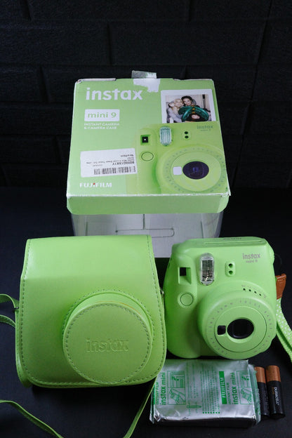 Fujifilm Instax Mini 9 Green Instant Camera + Case, Film & Batteries - Working