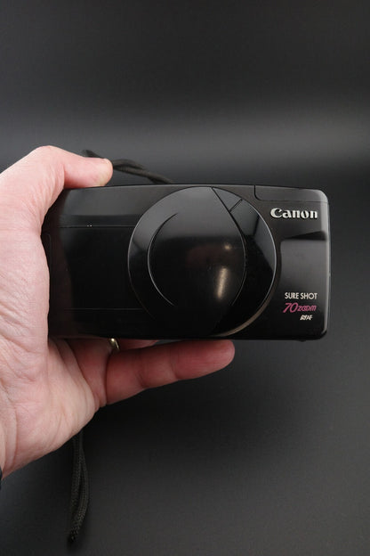 Vintage Canon Sure Shot 70 Zoom 35mm Film Camera - Winds, Fires - Faulty Flash