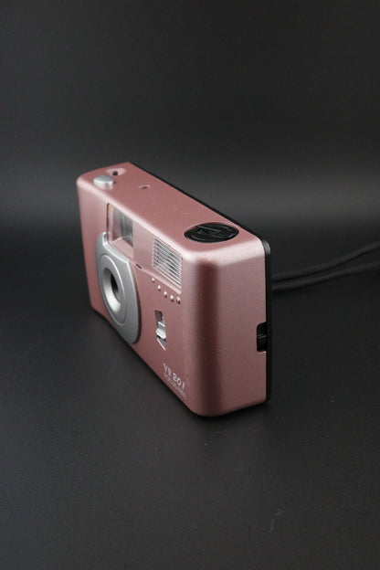 Pink VF201 Focus Free Point and Shoot 35mm Film Camera - Tested & Working
