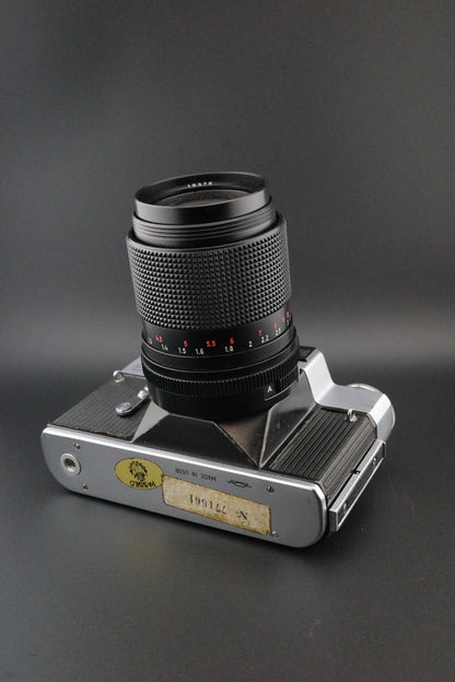 Revueflex EM Vintage 35mm SLR + Carl Zeiss Jena 135mm f3.5 Film Tested & Working