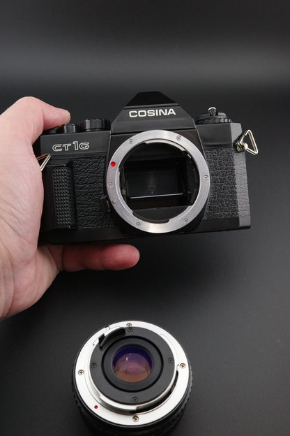 Cosina CT1G Vintage 35mm Film SLR Camera + 50mm 1:2 Lens - Tested & Working