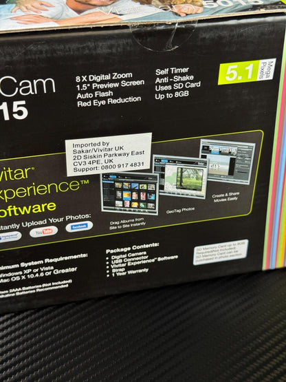 Vivitar Vivicam 5015 5.1MP Compact Digital Holiday Camera - New, Boxed & Sealed