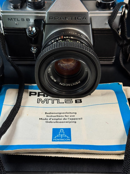 Praktica MTL 5B Vintage 35mm Film SLR Camera & 50mm f/2.8 Lens (Read Details)