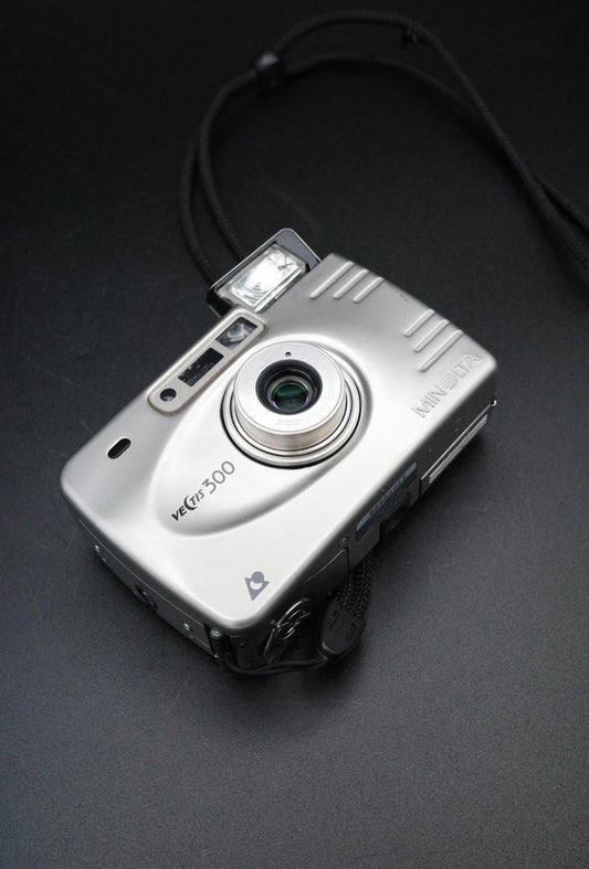 Vintage Minolta Vectis 300 Stainless Steel APS Film Camera - Tested Working