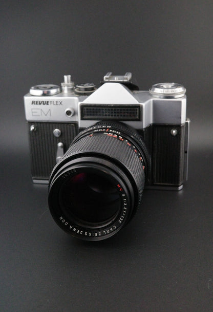 Revueflex EM Vintage 35mm SLR + Carl Zeiss Jena 135mm f3.5 Film Tested & Working