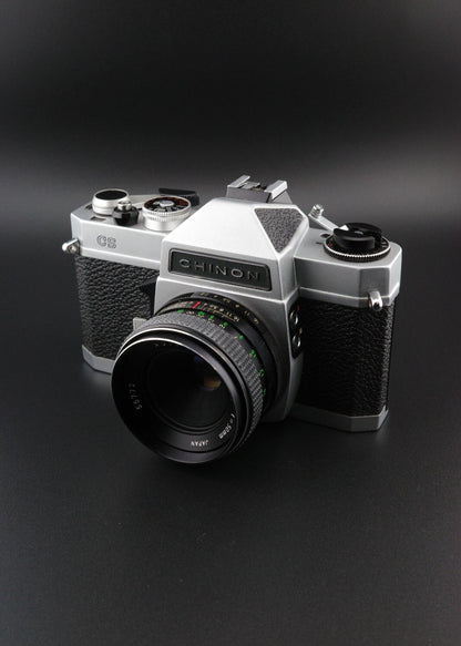 Vintage Chinon CS 35mm Film Camera, Helios Flash & 50mm 2.8 Lens - Fully Working