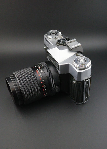 Revueflex EM Vintage 35mm SLR + Carl Zeiss Jena 135mm f3.5 Film Tested & Working