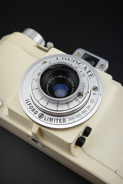 Ilford Advocate II Film Camera - White Enamel Die-Cast Aluminium -Read Details