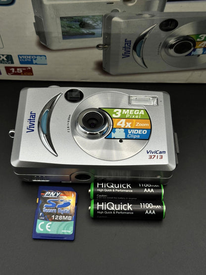 Fully Working & Boxed Vivitar Vivicam 3713 3MP Compact Digital Camera + SD Card