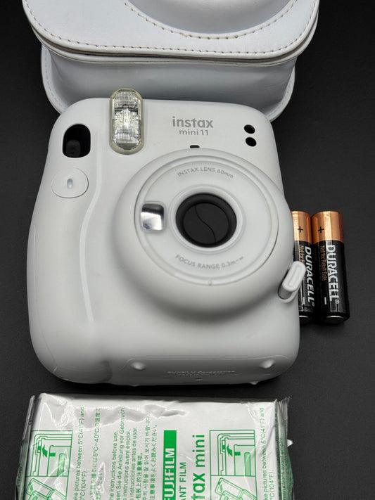Fujifilm Instax Mini 11 Ice White Instant Camera + Case, Film & Batteries