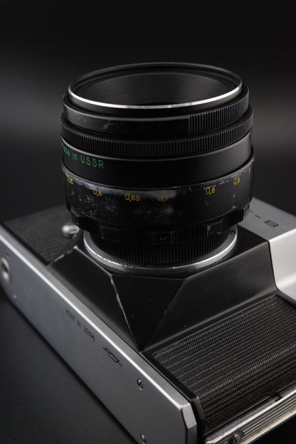 Zenit-B 35mm Film SLR Camera + Helios 44-2 58mm F2 Lens & Case Tested & Working