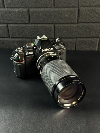 Nikon F-301 35mm Film SLR Camera + Tamron 35-200mm Zoom Lens - Tested & Working