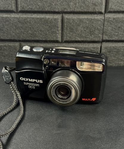 Olympus Superzoom 130 S 35mm Point & Shoot Compact Film Camera Tested & Working