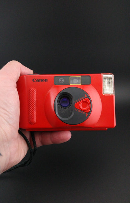 Canon Snappy S Red 35mm Point & Shoot Compact Film Camera Film Tested & Working