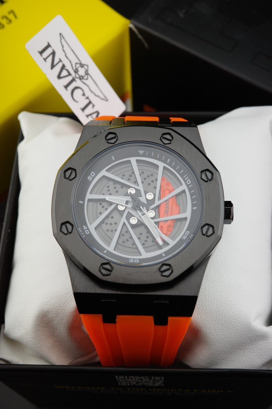 Invicta Speedway Rim 69490 Men’s Watch 42mm Black Orange - Brand New & Boxed