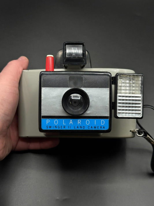 Vintage 1960's Polaroid Swinger II (2) Land Camera + Leather Case & Instructions