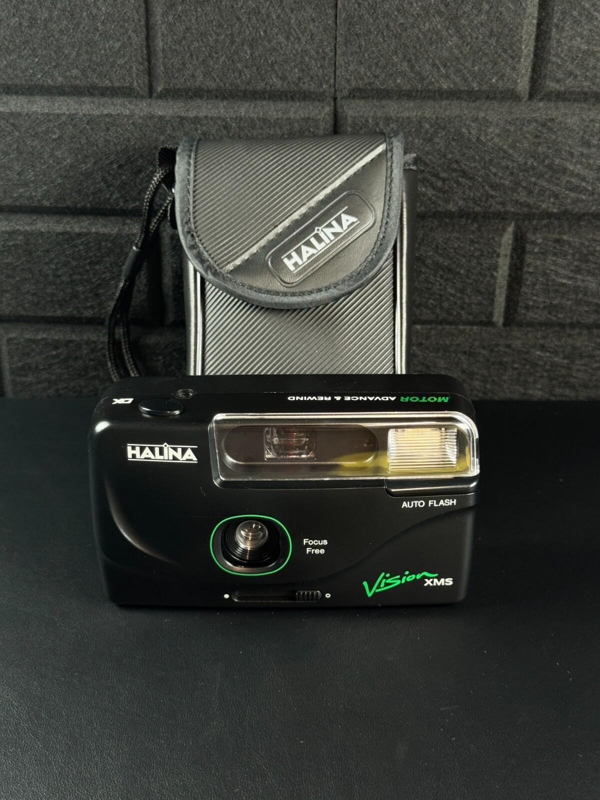 Halina Vision XMS 35mm Film Camera Motor Drive Auto Flash + Case - Working