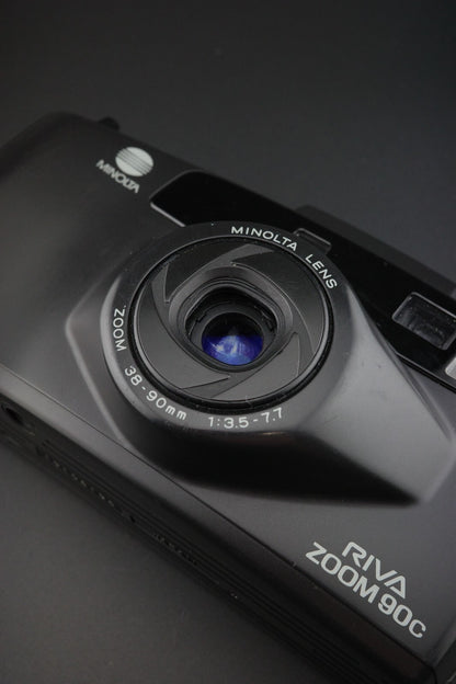 Minolta Riva Zoom 90c Vintage 35mm Point & Shoot Auto Focus Camera - Working