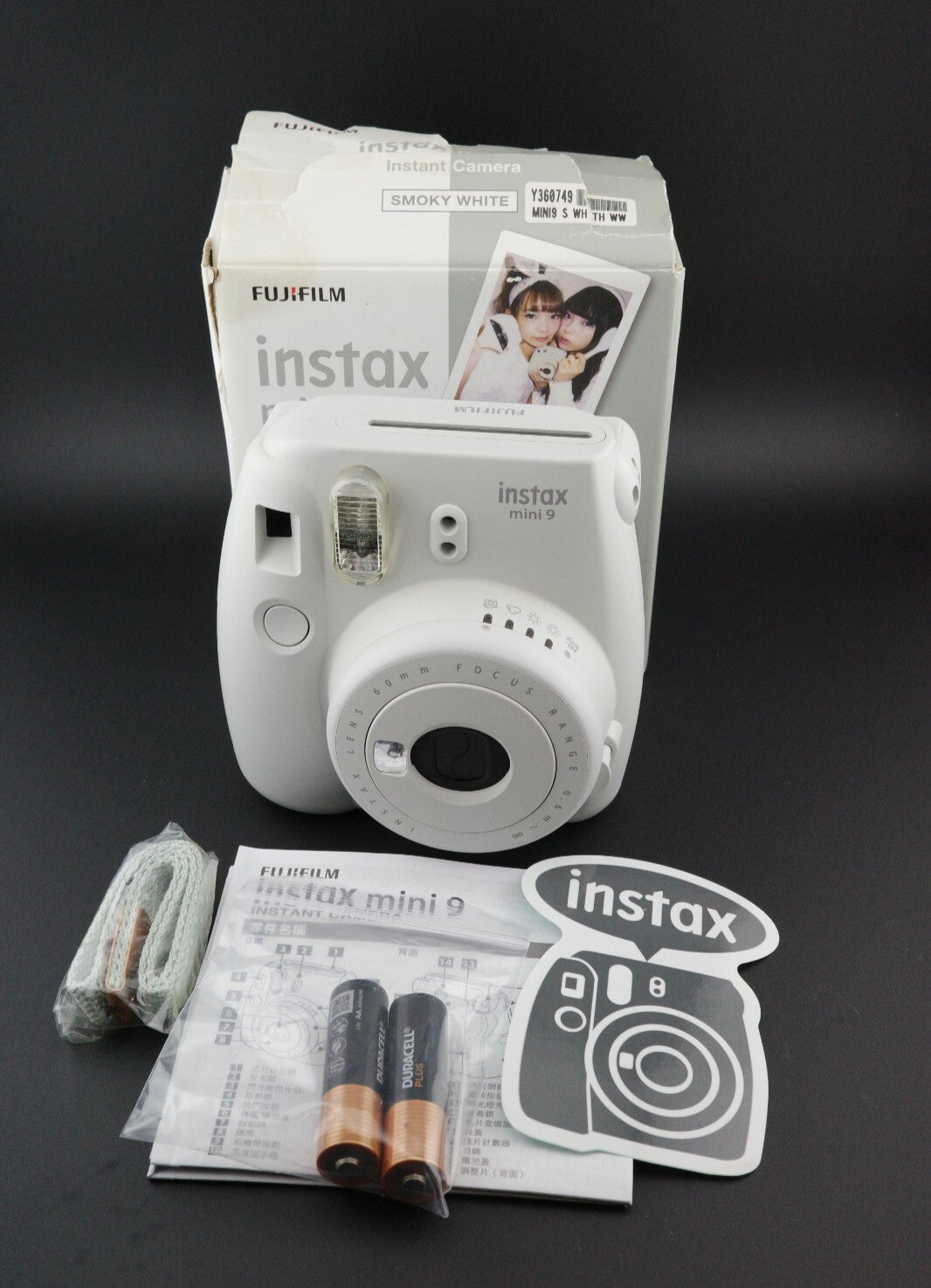 Instax Mini 9 White Instant Film Camera + Batteries - Tested & Working