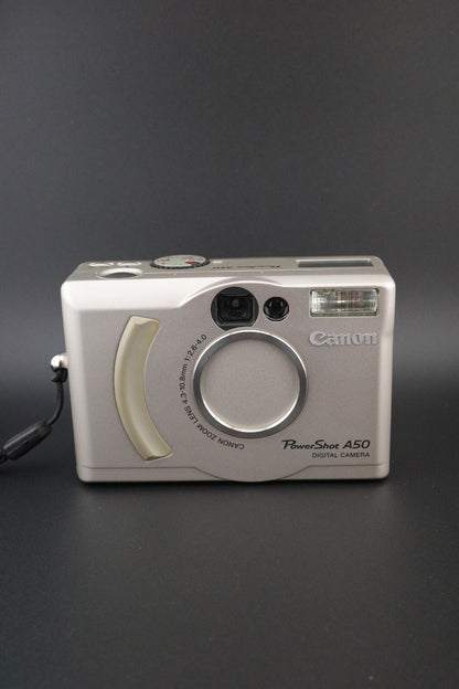 Canon PowerShot A50 1.3MP CCD Vintage Digital Camera + CF Card Tested & Working