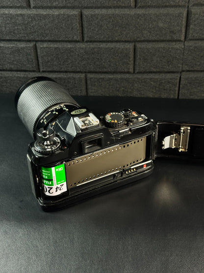 Nikon F-301 35mm Film SLR Camera + Tamron 35-200mm Zoom Lens - Tested & Working