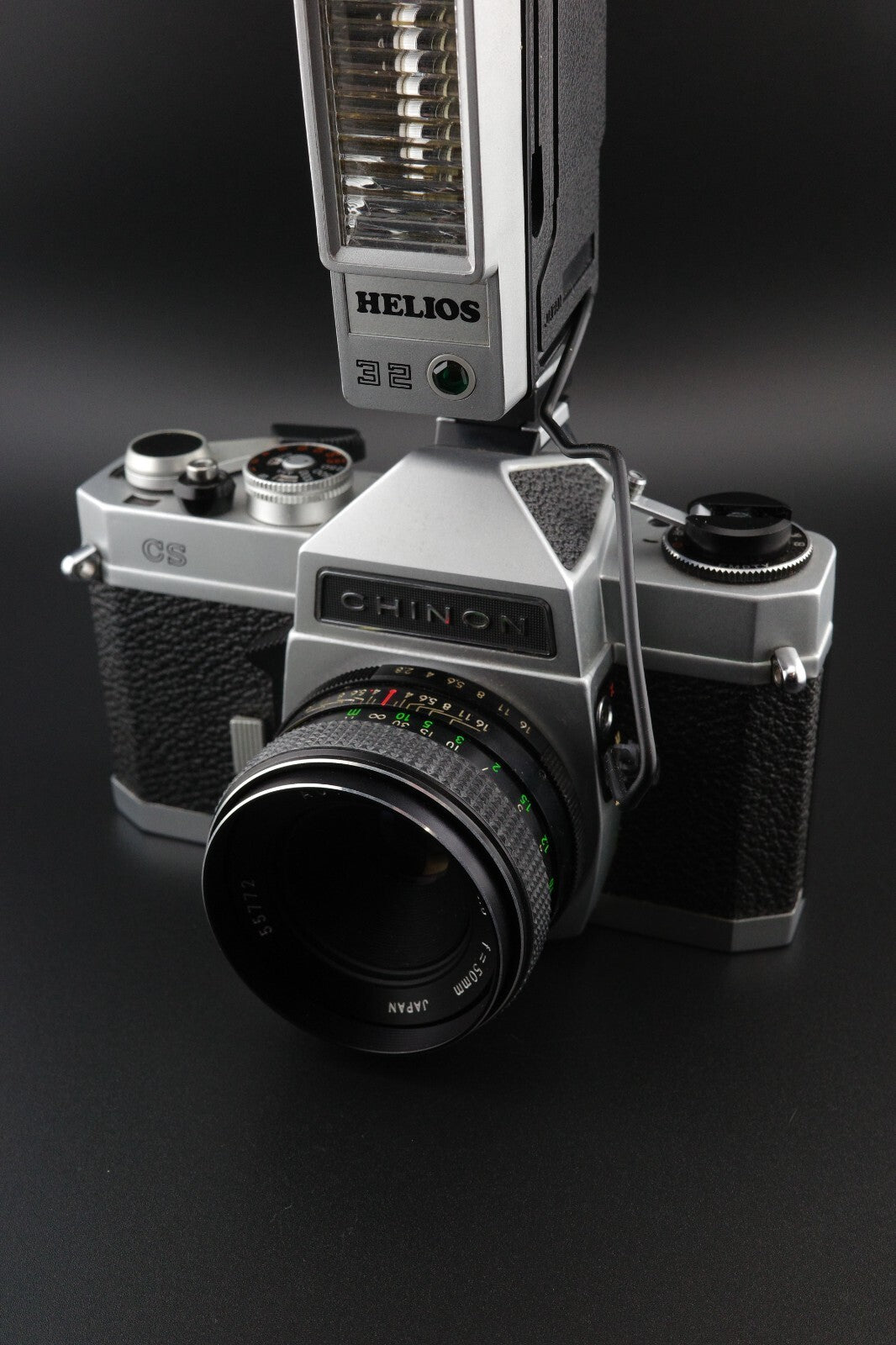 Vintage Chinon CS 35mm Film Camera, Helios Flash & 50mm 2.8 Lens - Fully Working