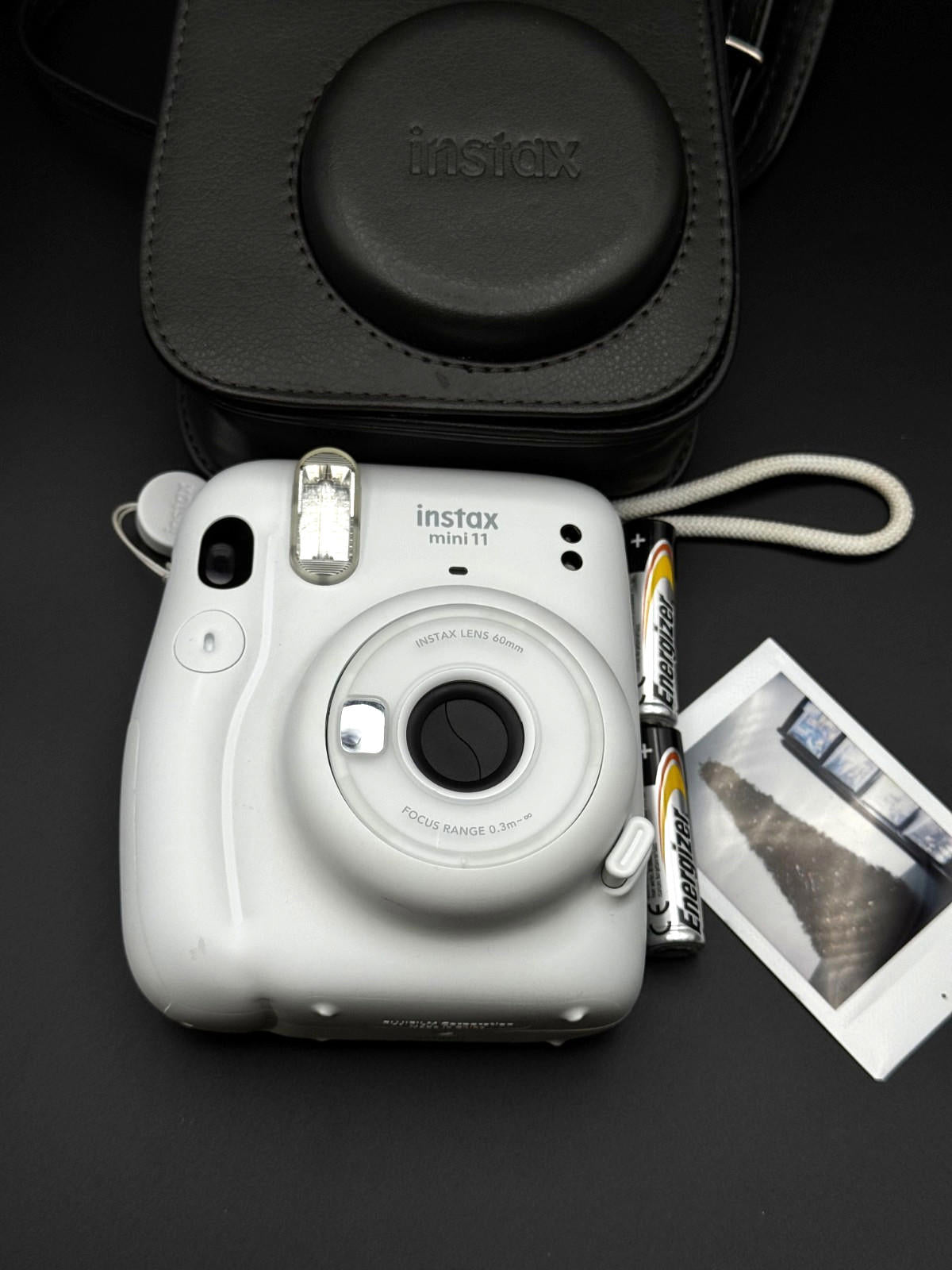 Fujifilm Instax Mini 11 Instant Camera Ice White & Leather Case - Fully Working