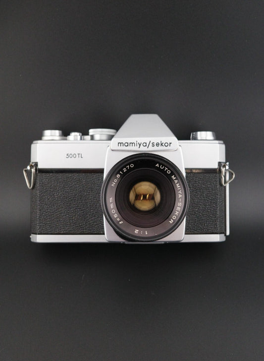 Mamiya/Sekor 500TL 35mm Film Camera +  50mm f/2 Lens Winds, Fires, Faulty Meter