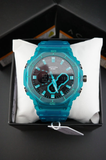 Activa Exon X Invicta ACW8120-004 Men’s Digital Watch 48mm Teal Blue New & Boxed