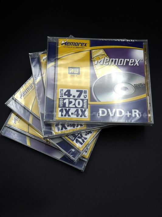 4 Genuine Memorex Blank DVD-R Discs 1-4X 4.7GB 120 Mins DVD - New & Sealed