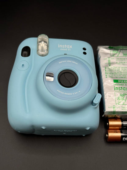 Fujifilm Instax Mini 11 Baby Blue Instant Camera + Film & Batteries - Working