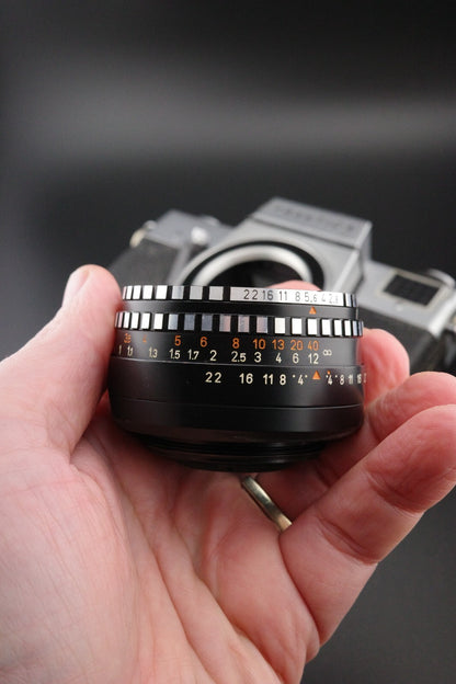 Praktica LB2 35mm SLR + Meyer Domiplan 50mm f2.8 M42 Film Film Tested & Working