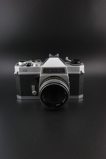 Vintage Chinon CS 35mm Film Camera, Helios Flash & 50mm 2.8 Lens - Fully Working