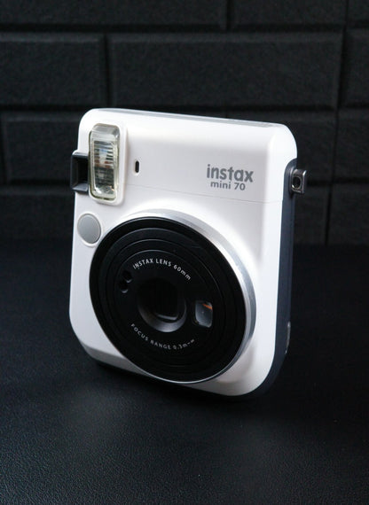 Working Fujifilm Instax Mini 70 Moon White Instant Film Camera + Film/Batteries