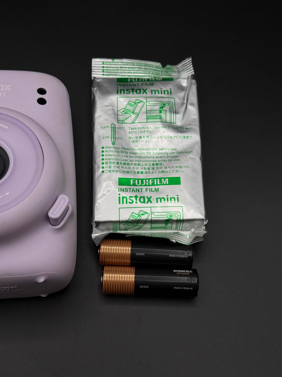 Boxed Fujifilm Instax Mini 11 Lilac Instant Camera + Film & Batteries - Working