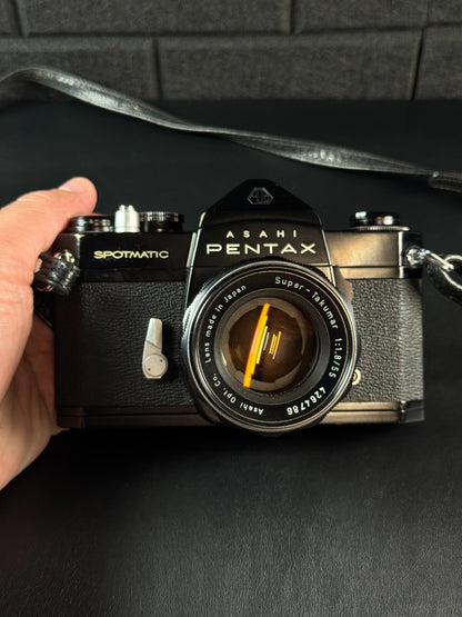 Asahi Pentax Spotmatic SP 35mm SLR Film Camera + Takumar 55mm 1.8 Lens - Working