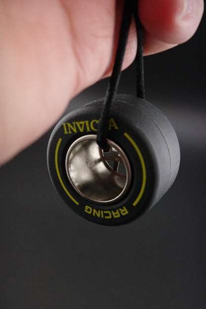 Invicta Racing Black & Yellow Rubber Tire Keyring Keychain - New