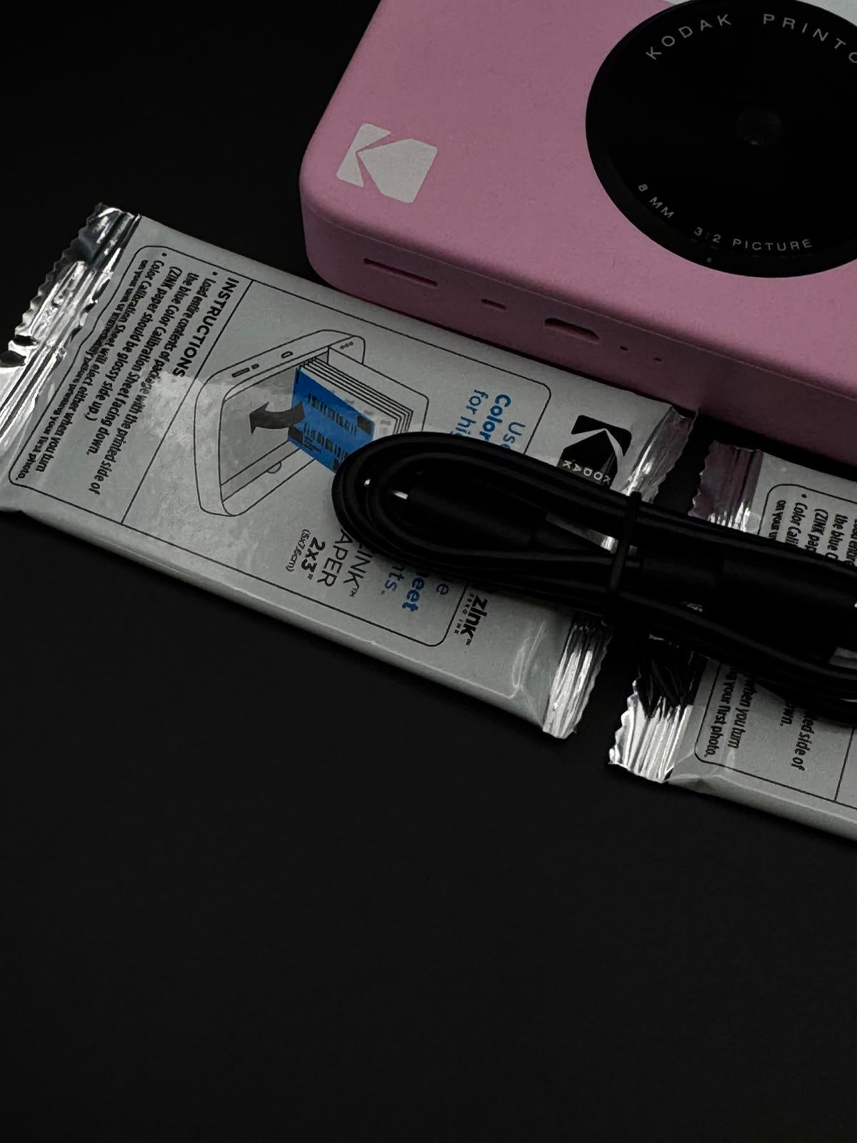 Kodak Printomatic Camera Pink/White Instant Camera + 20 Film Sheets - Working