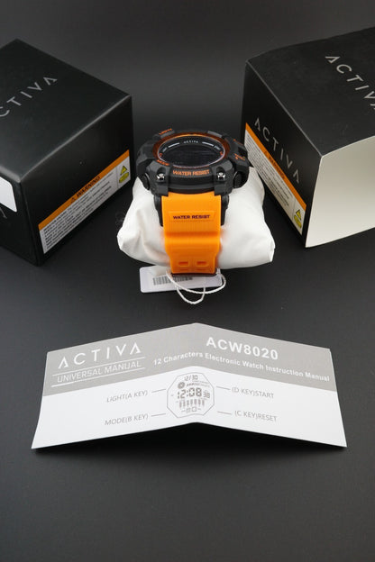 Brand New Activa X Invicta ACW8020-005 Men's Digital Watch 56mm Orange & Black