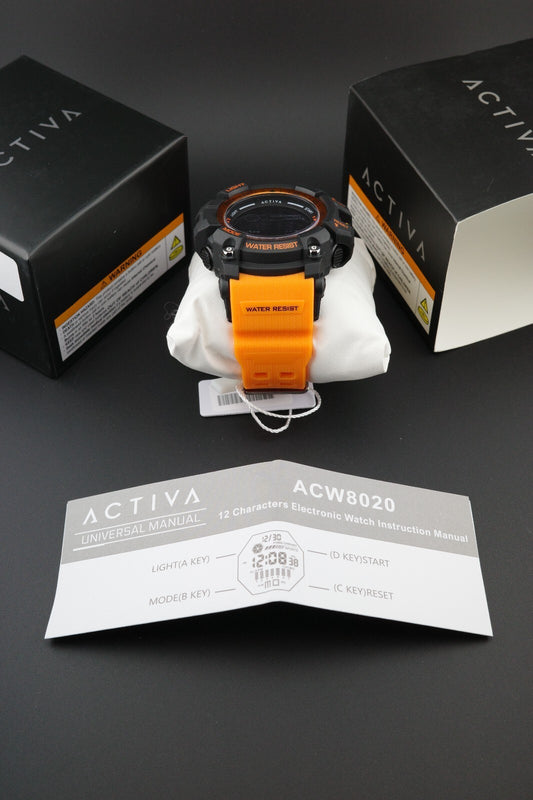 Brand New Activa X Invicta ACW8020-005 Men's Digital Watch 56mm Orange & Black