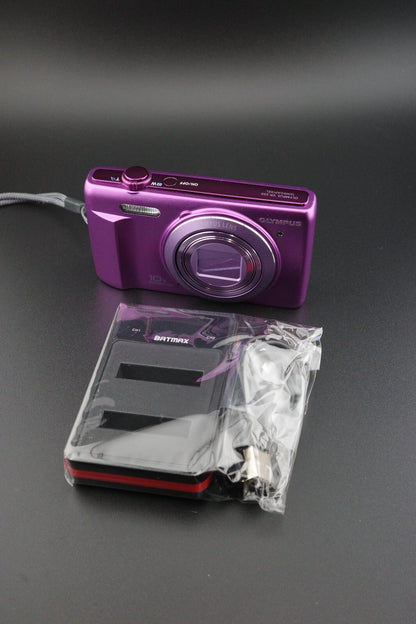 Olympus VR-350 Purple 16MP 10x Zoom Camera, New Battery & Charger Tested Working