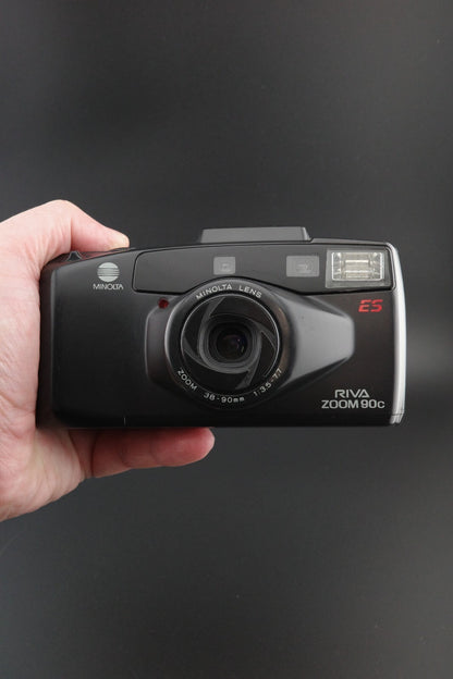Minolta Riva Zoom 90c Vintage 35mm Point & Shoot Auto Focus Camera - Working