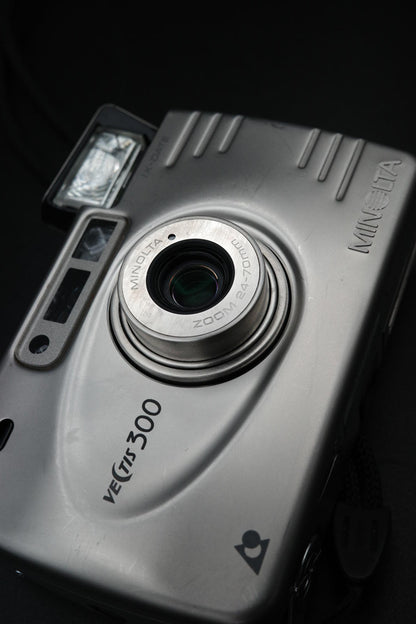 Vintage Minolta Vectis 300 Stainless Steel APS Film Camera - Tested Working