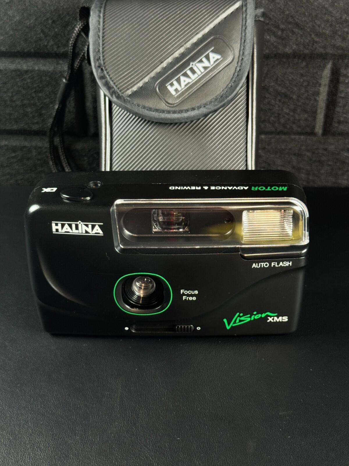 Halina Vision XMS 35mm Film Camera Motor Drive Auto Flash + Case - Working