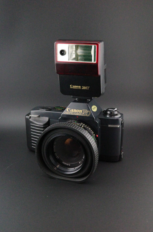 Canon T70 35mm SLR + FD 50mm f1.8 Lens + Speedlite 244T - Tested & Working