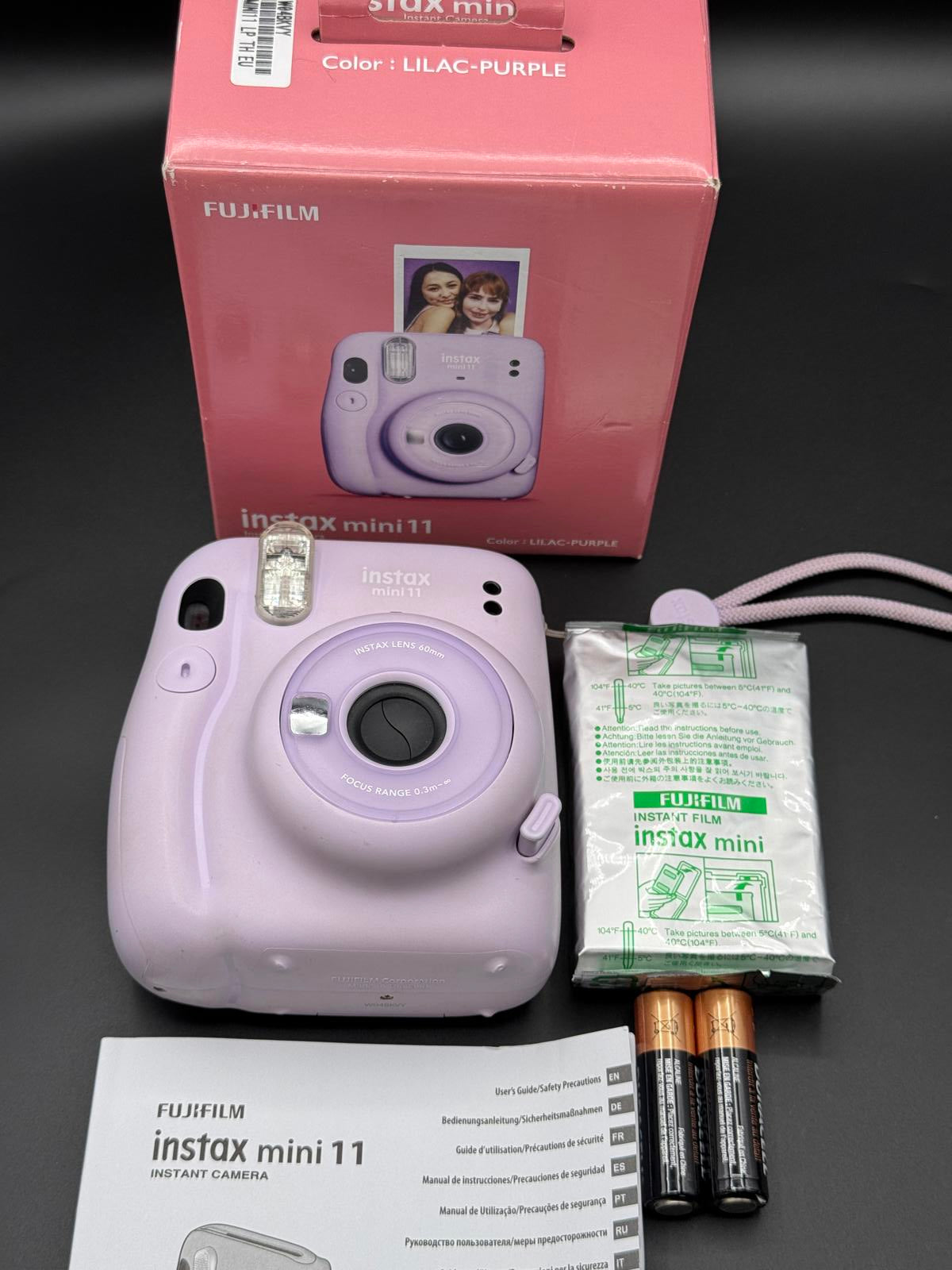 Boxed Fujifilm Instax Mini 11 Lilac Instant Camera + Film & Batteries - Working